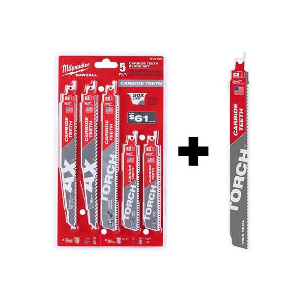 Milwaukee Tool Saw Blade Set/ Reciprocating Saw Blade - 49-22-5505, 48-00-5202