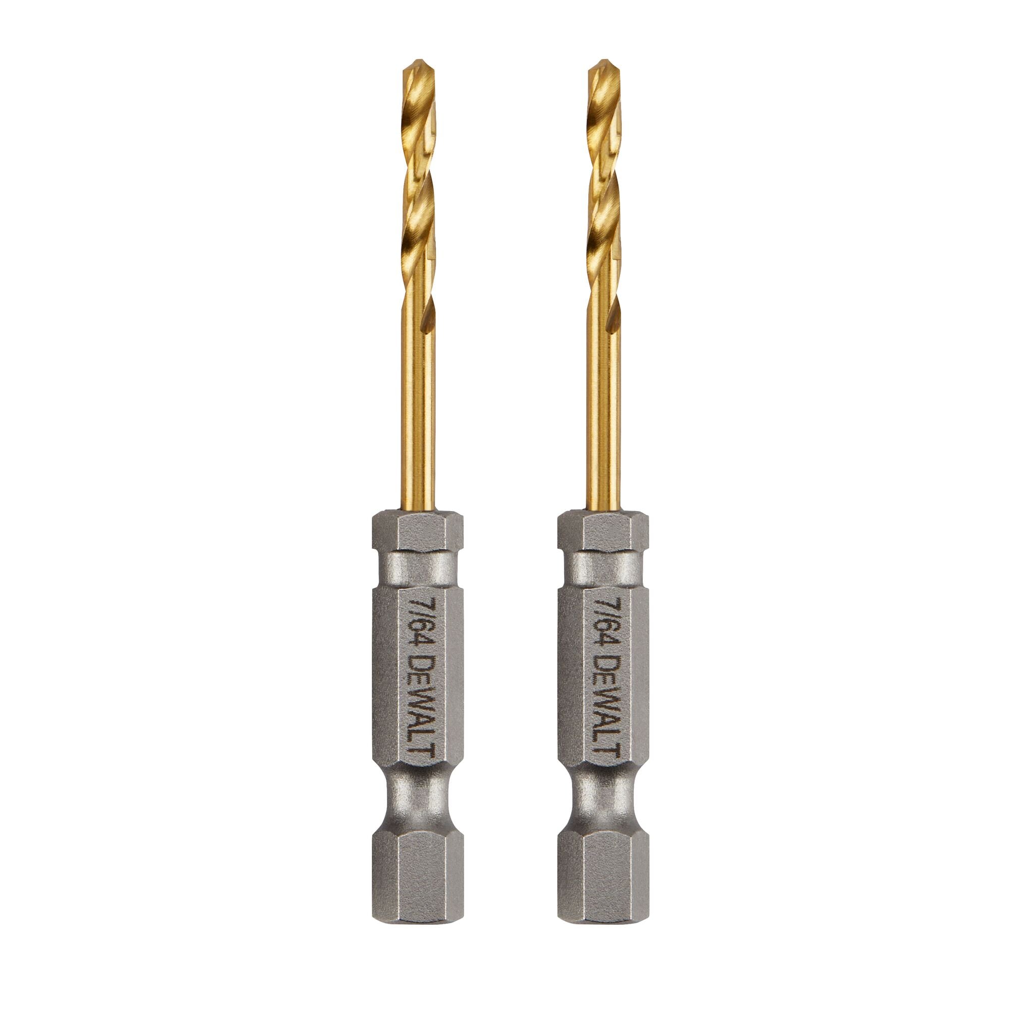 DEWALT Broca de torsión de longitud de trabajo de titanio recubierta de nitruro de 2 piezas de 7/64 pulgadas x 2-9/16 pulgadas - DD5107
