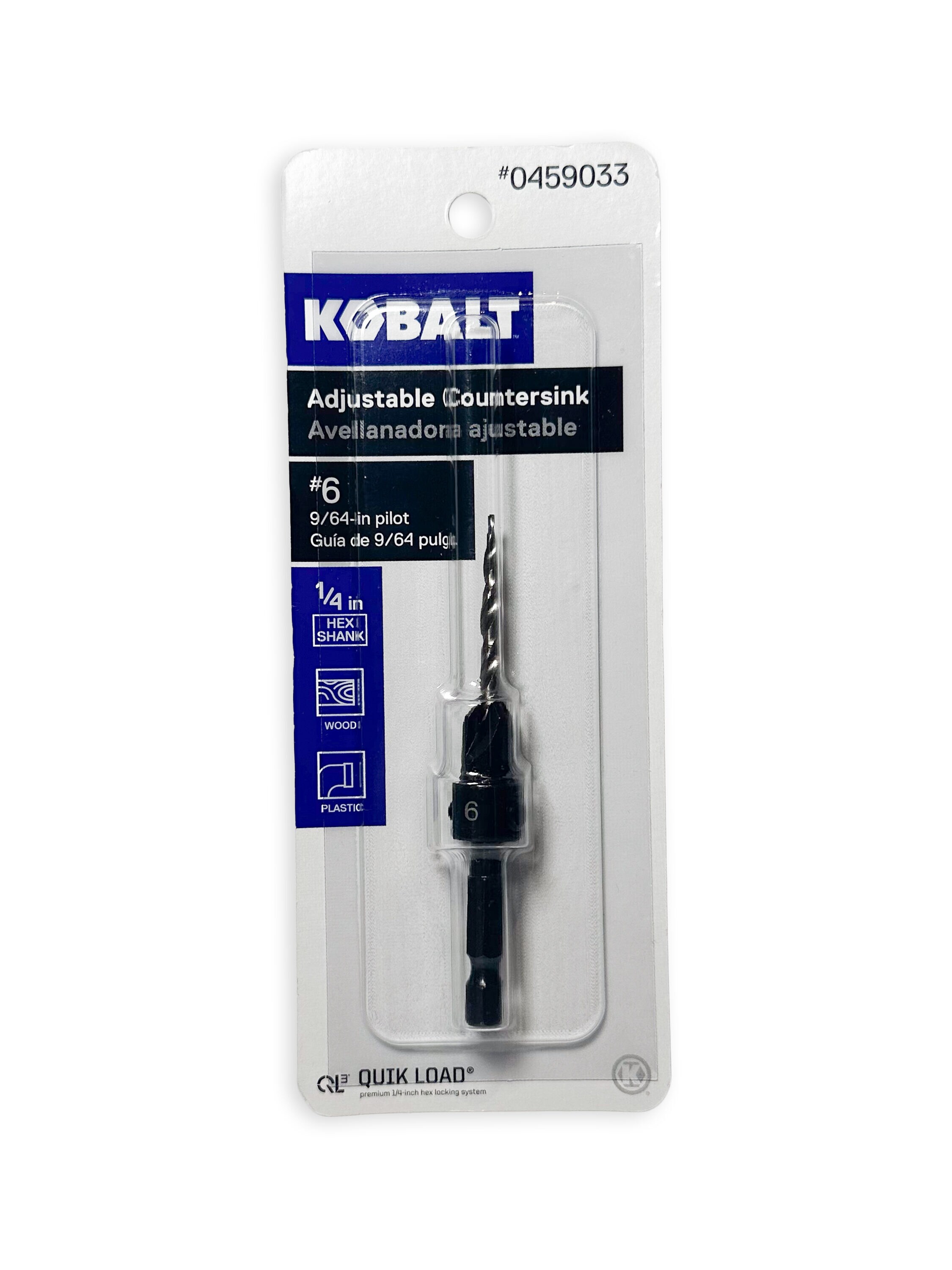 Broca avellanadora de acero de alta velocidad estándar Kobalt Kobalt zurda / 9/64 pulgadas 3.55 mm # 6 - 09033