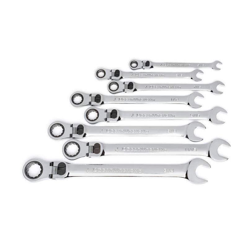 Juego de llaves de trinquete combinadas con cabeza flexible y bloqueo XL de 72 dientes de GEARWRENCH SAE (8 piezas) - 85798
