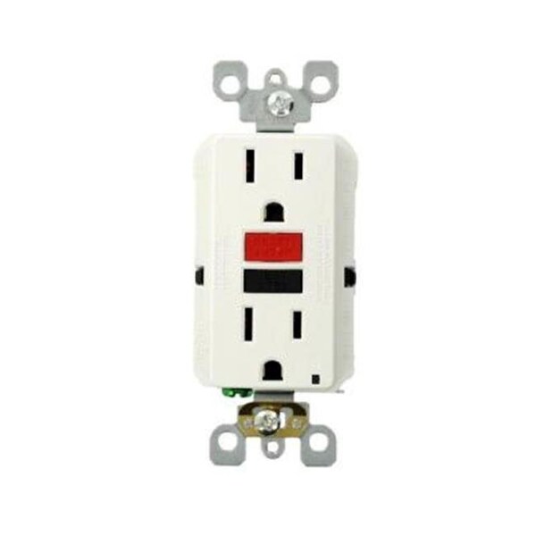Leviton Leviton Mfg R72-GFNT1-0RW 15 AMP 125 Volt Outlet de seguridad GFCI delgado con autoprueba; Blanco - 7059116