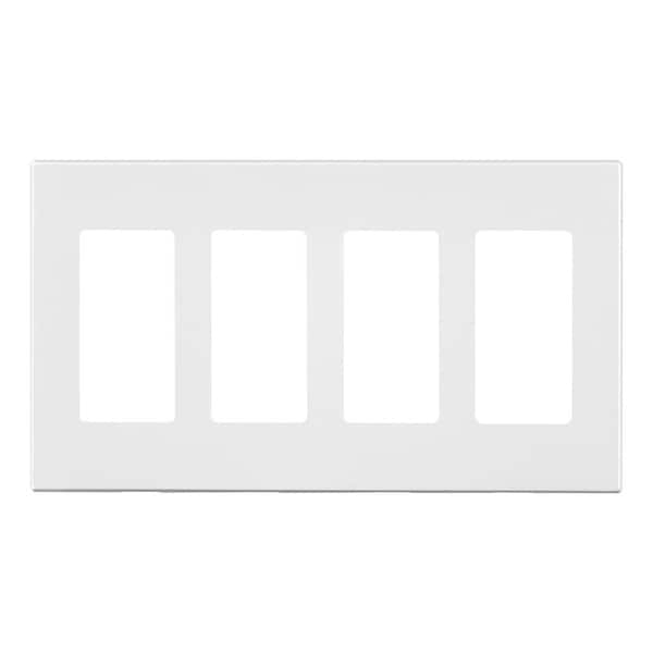 Placa de pared decorativa sin tornillos de policarbonato blanco de 4 gang de Decora Leviton - 1 paquete - 80312-W