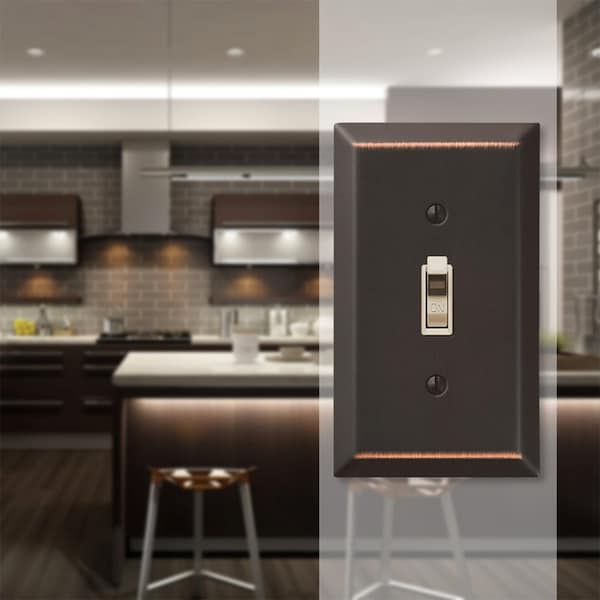 Amerelle Century Placa de Pared de Interruptor de Palanca de Acero Estampado de 2 Gang Aged Bronze 1 pz - 163TDDB