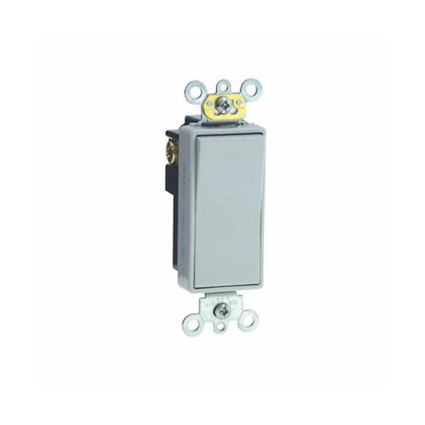 Interruptor de pared Leviton, 1 polo, 120/277V, 20A, gris, balancín - 5621-2GY