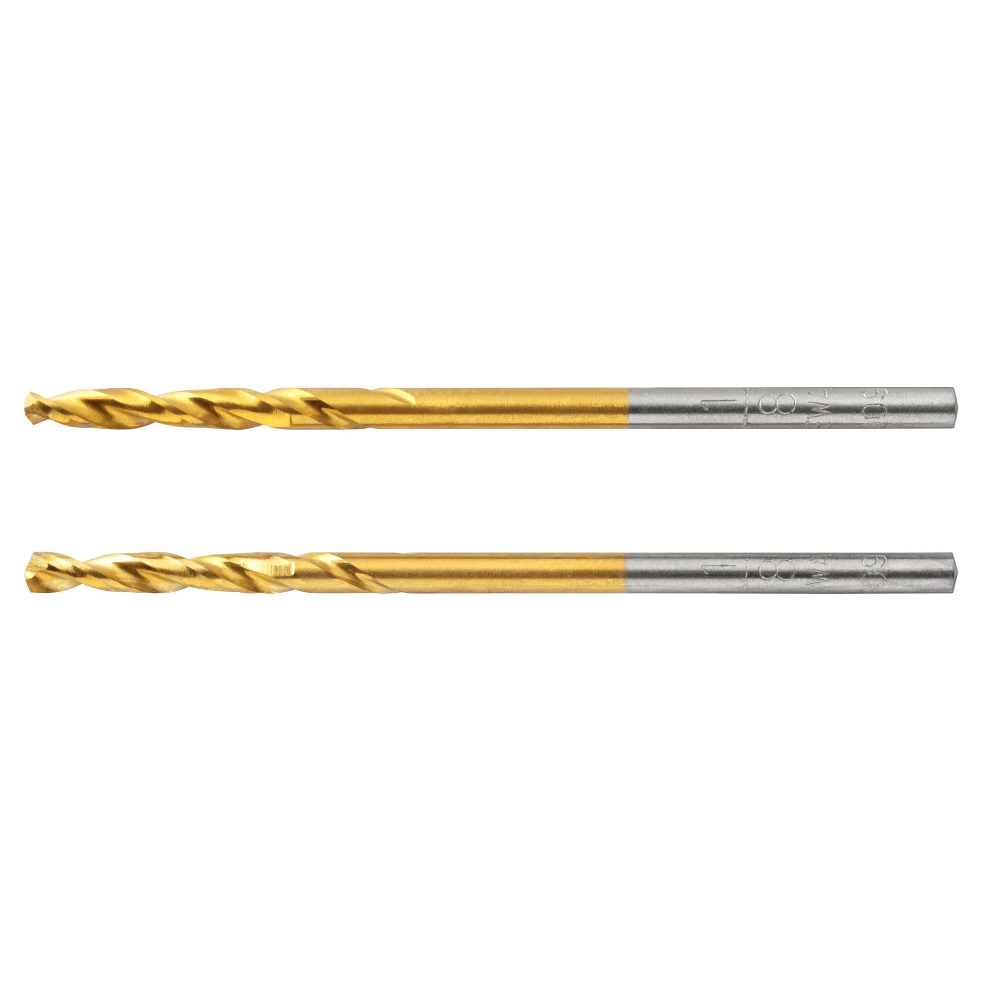DEWALT Juego de 2 piezas de brocas helicoidales de longitud de trabajo de 1/8 pulgadas recubiertas de nitruro de titanio HSS - DW1308