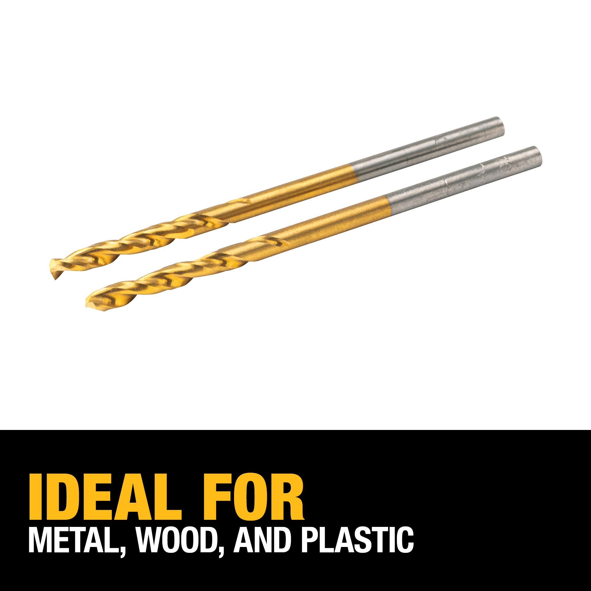 DEWALT Juego de 2 piezas de brocas helicoidales de longitud de trabajo de 1/8 pulgadas recubiertas de nitruro de titanio HSS - DW1308