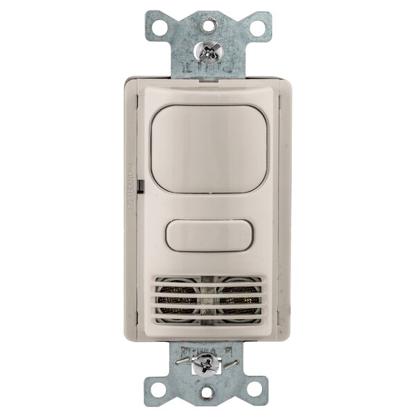 Bryant Wall Switch, Dual Tech, 1 Relay, 1000 Sq Ft, 800W Incand, 1000W Fluor @ 120V AC, 1800W Fluor @ 277V - MSD2000LA1