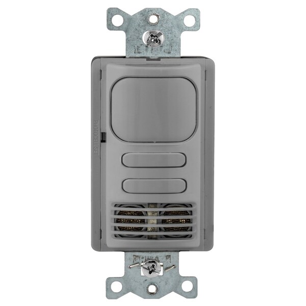 Interruptor de Pared Bryant, Tecnología Dual, 2 Relés, 1000 pies cuadrados, 800W Incandescente, 1000W Fluorescente @ 120V AC, 1800W Fluorescente @ 277V - MSD2001GY2
