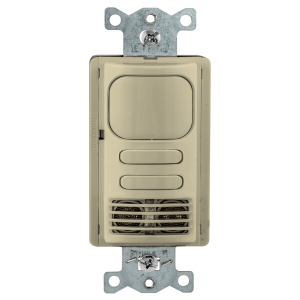 Bryant Wall Switch, Dual Tech, 2 Relay, 1000 Sq Ft, 800W Incand, 1000W Fluor @ 120V AC, 1800W Fluor @ 277V - MSD2000I2