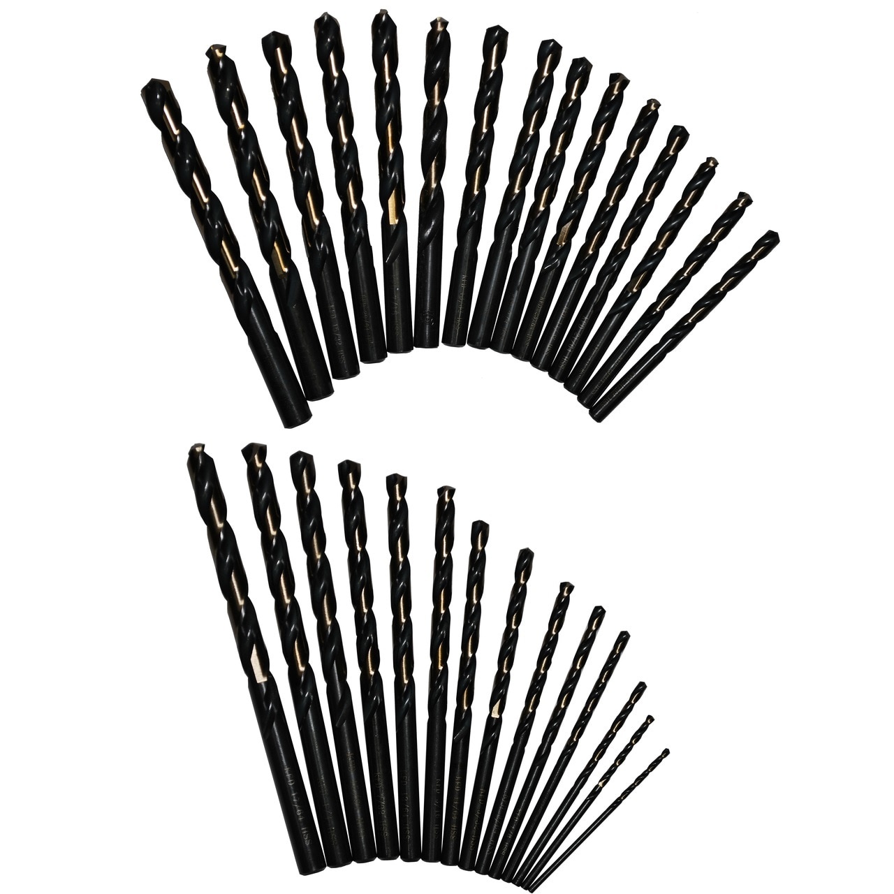 Set de brocas para taladro Drill America de 29 piezas con recubrimiento negro y dorado, de longitud estándar y tipo Jobber - KFD29J-PC.