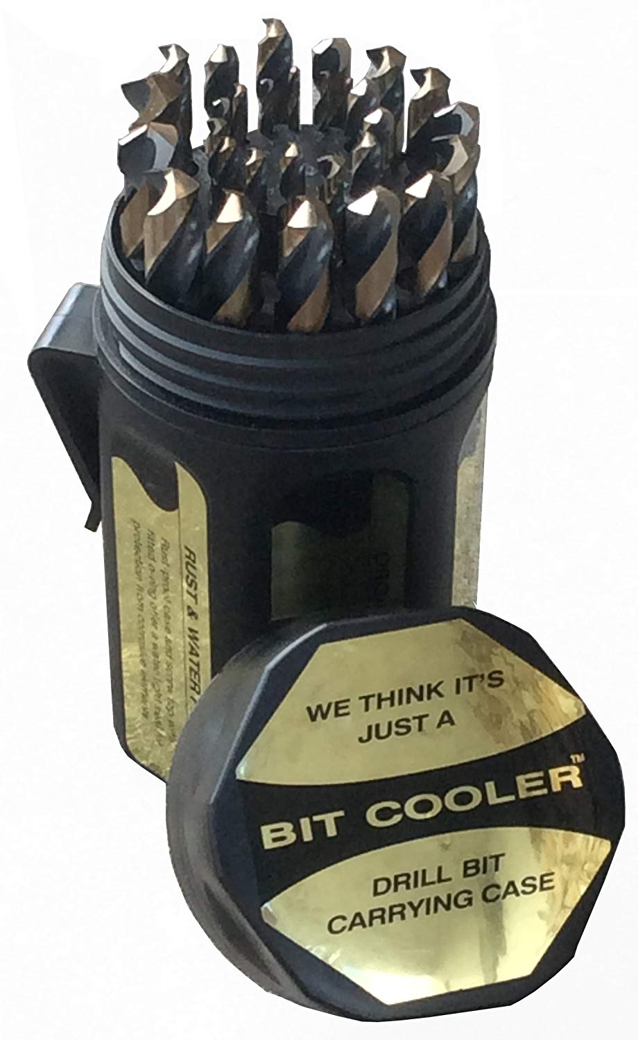 Set de brocas para taladro Drill America de 29 piezas con recubrimiento negro y dorado, de longitud estándar y tipo Jobber - KFD29J-PC.