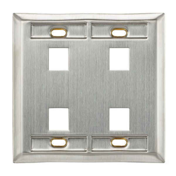 Leviton Número de Módulos: 2 Acero Inoxidable 302, Acabado Cepillado, Color Plata - 43080-2L4