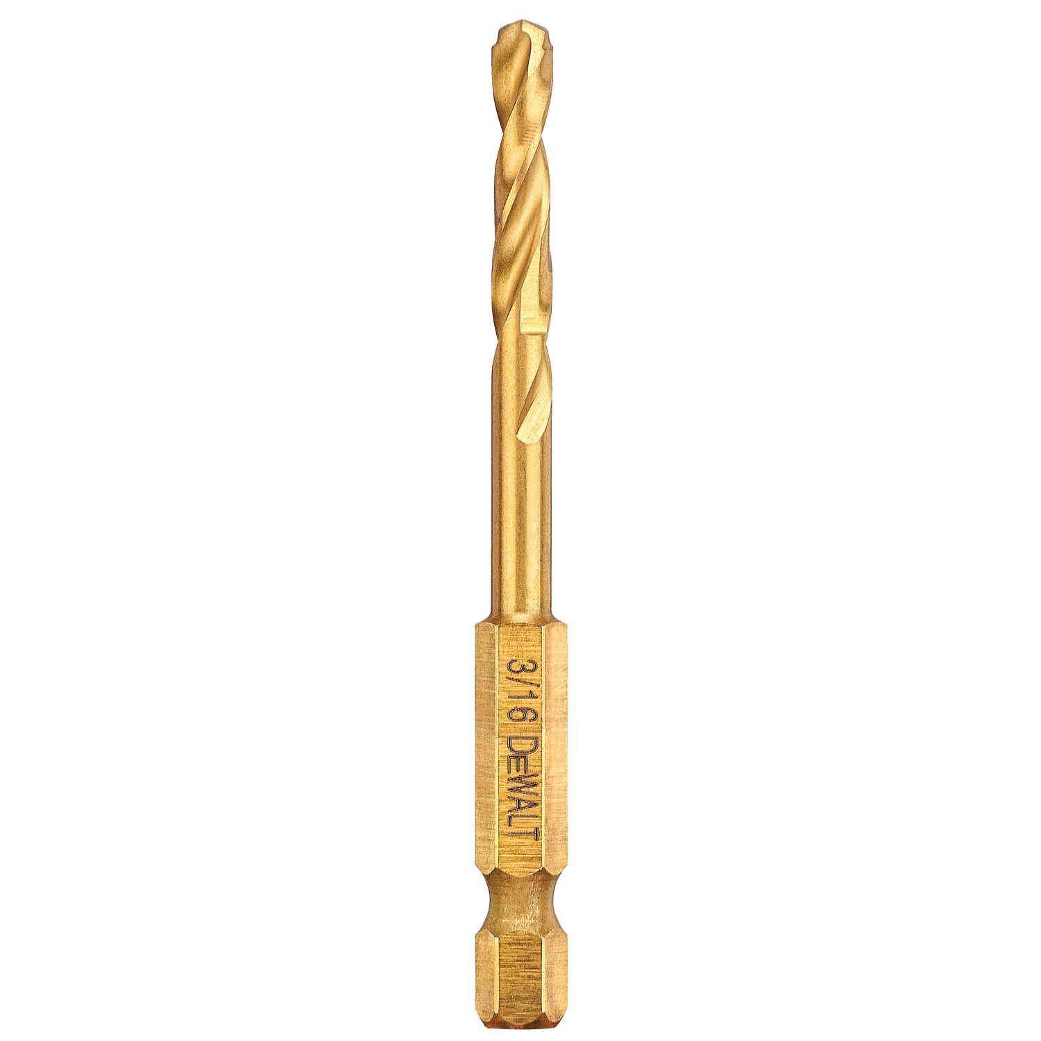 Broca helicoidal de longitud estándar DEWALT 3/16 pulg. x 29 mm recubierta de nitruro de titanio HSS - DD5112.