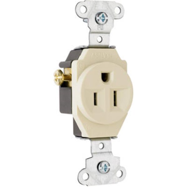 Tomacorriente simple resistente Nextgen 5251ICC8 de 15A 125V con conexión a tierra, color marfil - NE586468