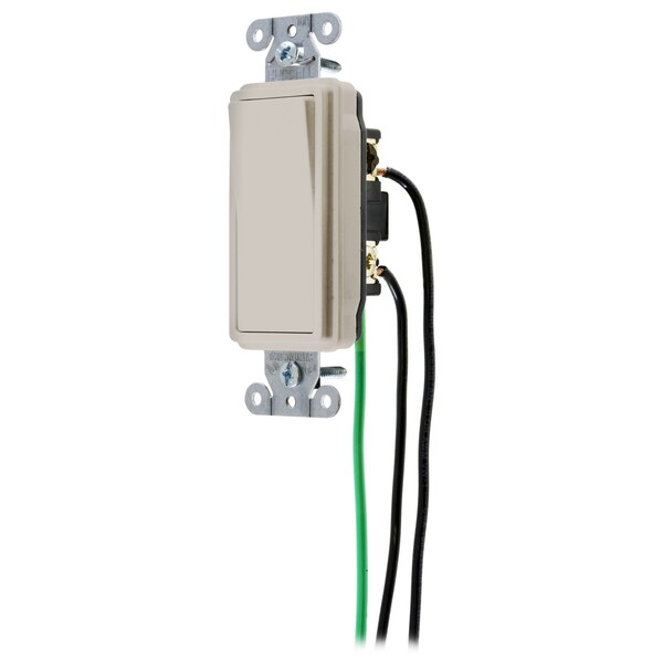 Hubbell Wiring Device-Kellems Spec Grade, Decorator Switches, General Purpose AC, Three Way, 20A 120/277V AC, Back and Side Wired, Pre-Wired with 8" #12 THHN - DSL320LA