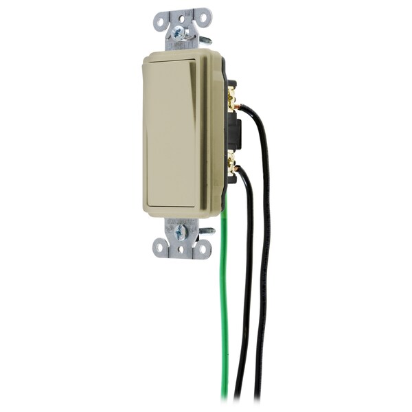 Hubbell Wiring Device-Kellems Spec Grade, Decorator Switches, General Purpose AC, Four Way, 20A 120/277V AC, Back and Side Wired, Pre-Wired with 8" #12 THHN - DSL420I