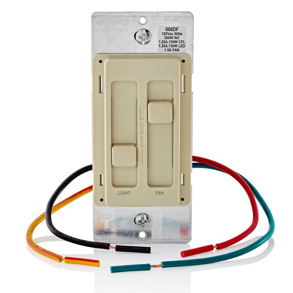 Interruptor atenuador para ventilador y luz SURESLIDE UNIV 120V IV - 66DF-10I