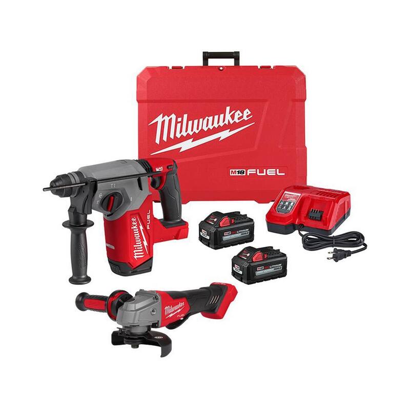 Milwaukee M18 FUEL 18V Lithium-Ion Brushless 1 in. Cordless SDS-Plus Rotary Hammer Kit with 4-1/2 in./5 in. Grinder - 2912-22-2880-20

Kit de martillo rotativo inalámbrico Milwaukee M18 FUEL 18V de 1 pulgada con tecnología Brushless de iones de litio SDS-Plus, con amoladora de 4-1/2 pulgadas/5 pulgadas - 2912-22-2880-20