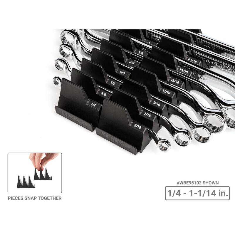 Juego de llaves de caja de extremo de caja offset de 45 grados TEKTON 1/4-13/16 pulgadas con organizador modular ranurado (5 piezas) - WBE95101