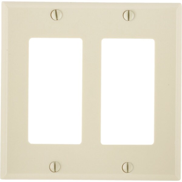 Placa de pared decorativa de plástico liso Leviton Decora de 2 gang, marfil - 001-80409-00I