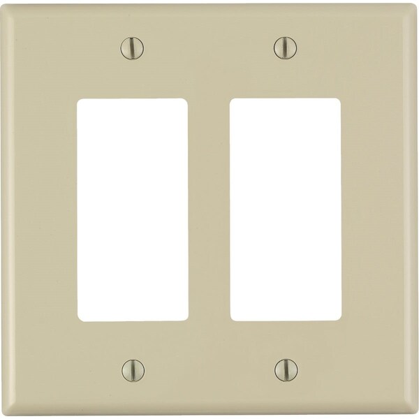 Placa de pared decorativa de doble canal Leviton Decora, plástico sobredimensionado, marfil - 001-86602-00I