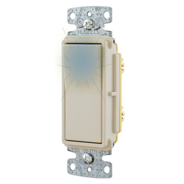 Interruptor decorativo TradeSelect de Hubbell Wiring Device-Kellems, Grado residencial, Interruptor basculante de propósito general AC iluminado de un solo polo, 15A 120/277V AC - RSD115ILLA