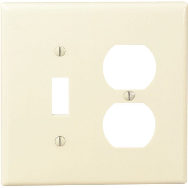 Placa de pared de salida doble/duplex para interruptor único de termoestable de 2 gangas Leviton Mid-Way, marfil - 001-80505-00I