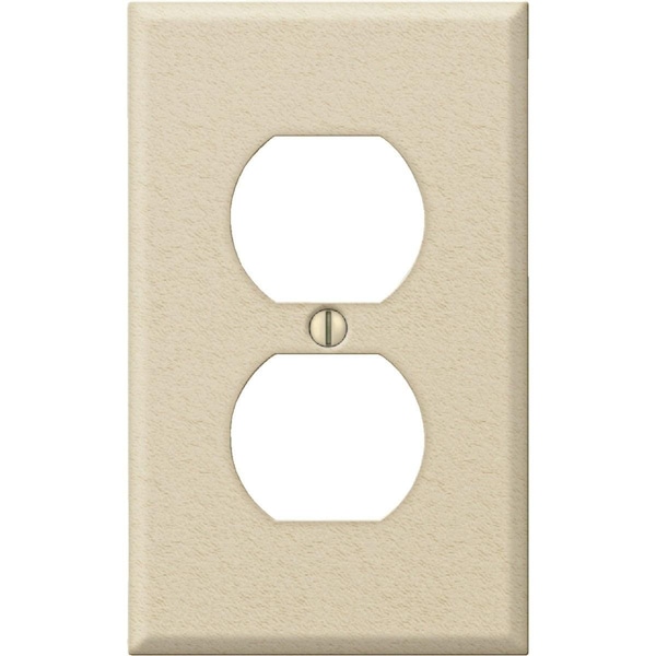 Placa de pared para toma de corriente de acero estampado Amerelle PRO de 1 canal, marfil arrugado - C982DIV