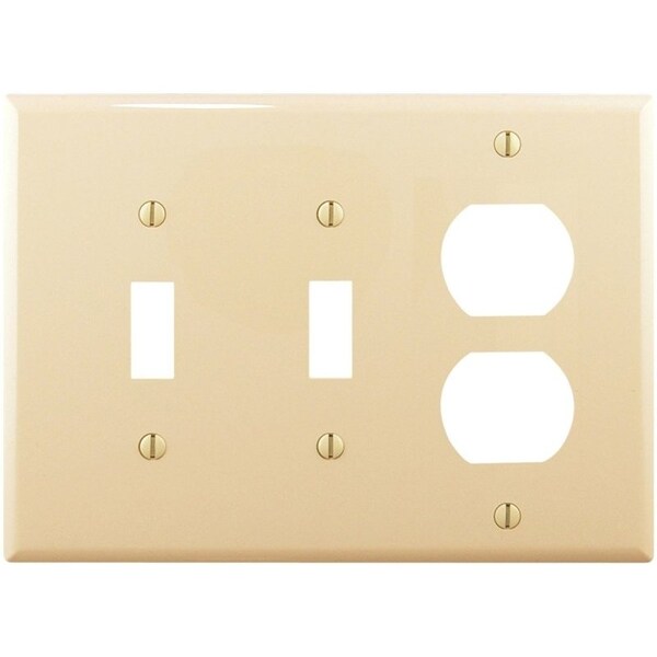 Eaton Wiring Devices Combination Wallplate, 4-7/8 in L, 6-3/4 in W, 3 -Gang, Polycarbonate, Ivory - PJ28V