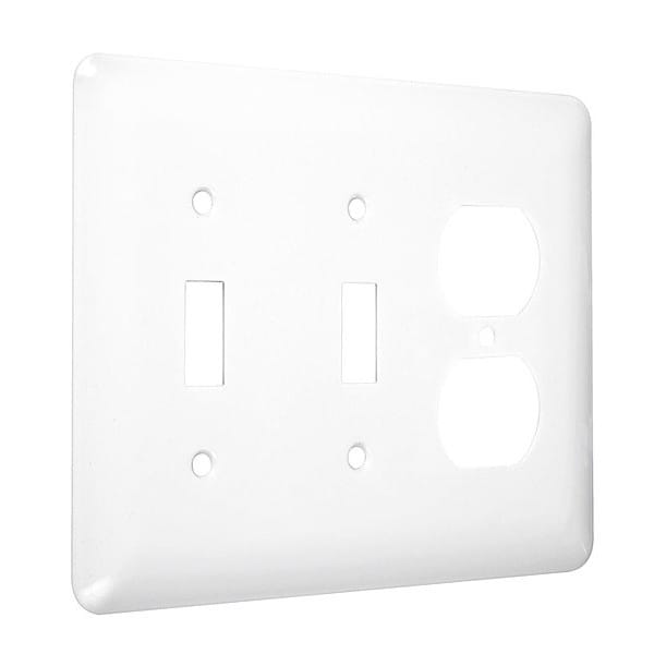 Taymac 2-Toggle/Duplex Maxi Wall Plates, Number of Gangs: 3 Metal, Smooth Finish, White - WRW-TTD