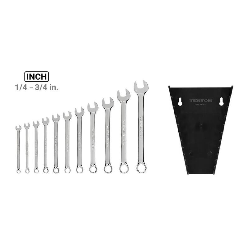 Juego de llaves mixtas TEKTON de 1/4 a 3/4 pulgadas con estante (11 piezas) - WCB91103
