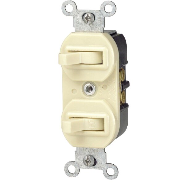 Leviton Single Pole & 3-Way Ivory 15A Duplex Switch - R61-05241-IKS