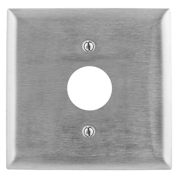 Hubbell Wiring Device-Kellems Wallplates and Boxes, Metallic Plates, 2- Gang, 1) 1.40" Opening, Standard Size, Stainless Steel - SS747