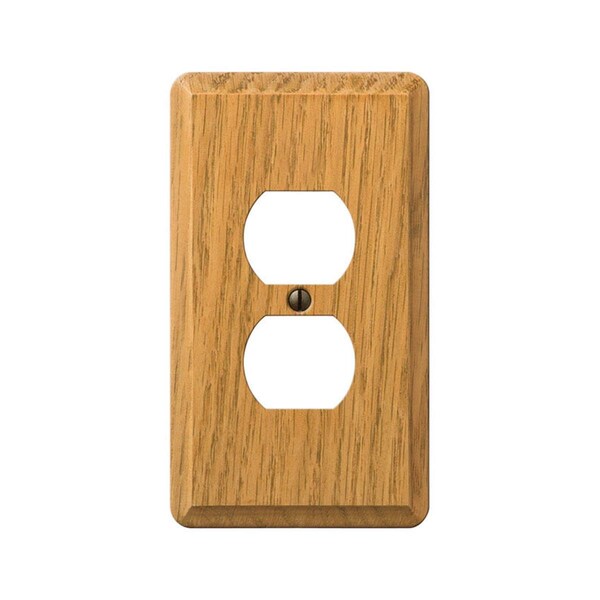 Placa para toma de corriente doble Wormhole de una sola ranura, roble claro - WO3304298