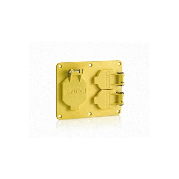Placa de cubierta resistente a la intemperie de 2 gangas Leviton - 3262W-Y