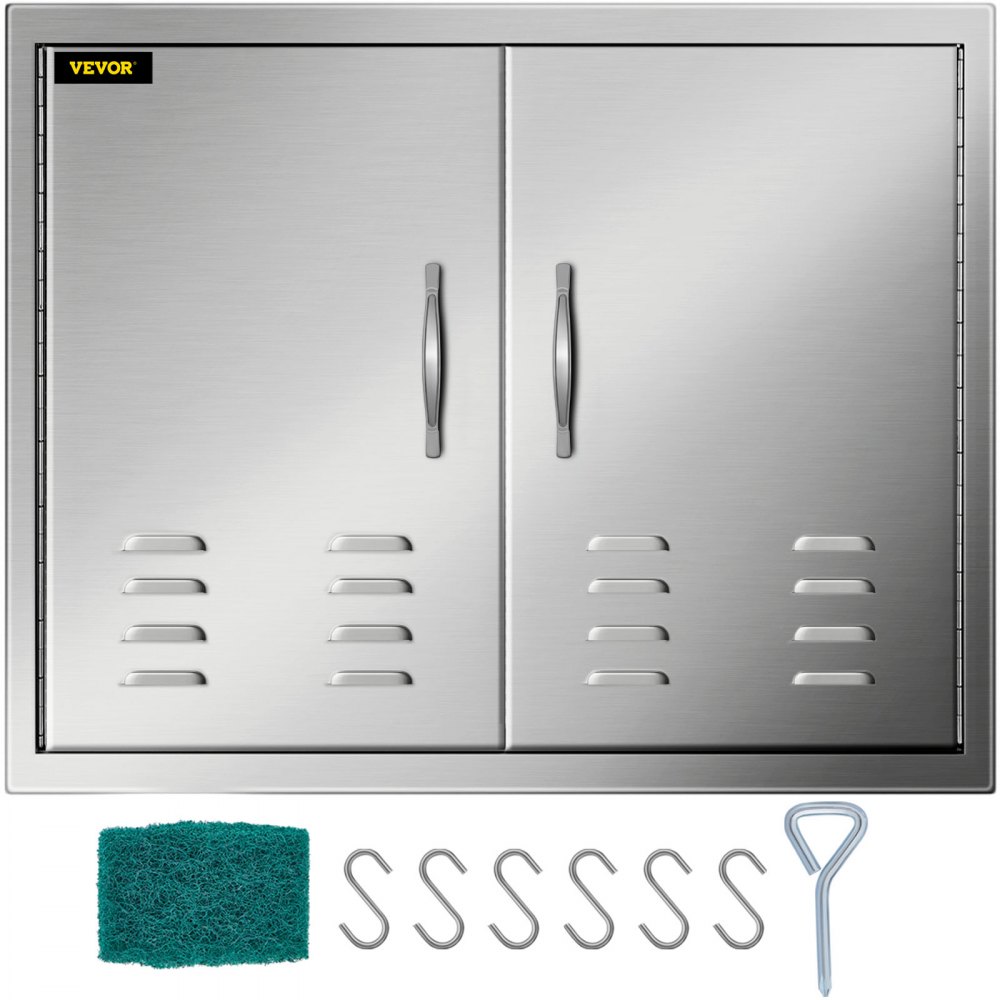 VEVOR 30W x 21H Inch Double Door with Vents BBQ Access Door Stainless Steel Outdoor Kitchen Doors for BBQ Island - 30YCQRSSCGMDTFK01V0