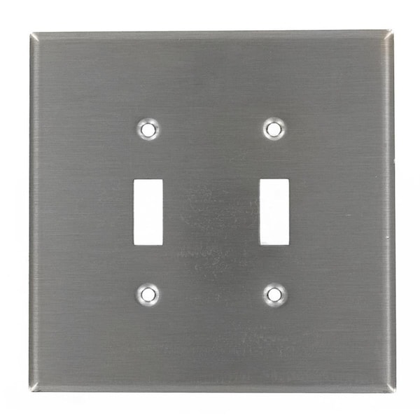 Placa de pared de acero inoxidable sobredimensionada de 5.25 x 5.3 pulgadas con 2 interruptores 2-Gang - EZ783753
