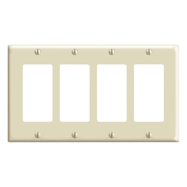 Placa de Pared Decorativa de Plástico Termoestable de 4 gang en Marfil Leviton Decora 1 pz - 80412-00I