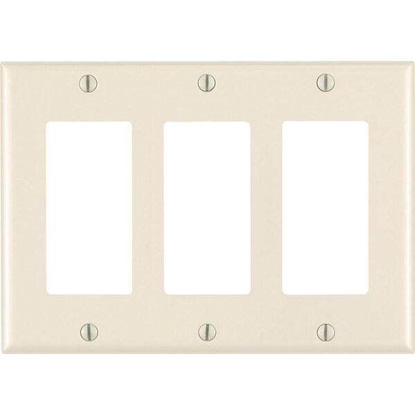 Placa de pared decorativa de plástico termoestable de 3 espacios Leviton Almendra 1 pk - 80411-00T