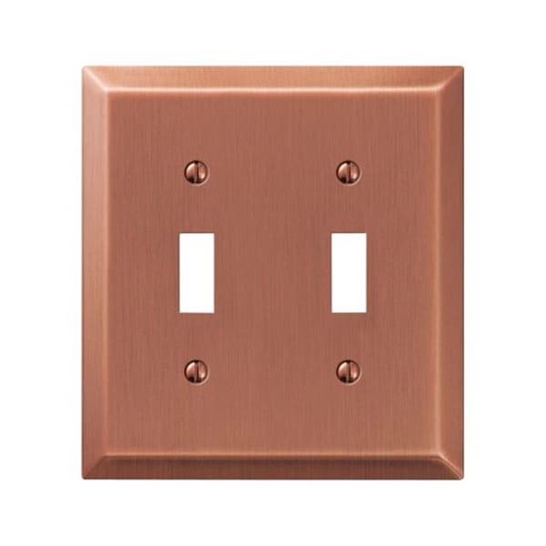 Placa de pared de 2 interruptores de palanca de acero estampado Livewire 163TTAC en cobre antiguo - LI149118