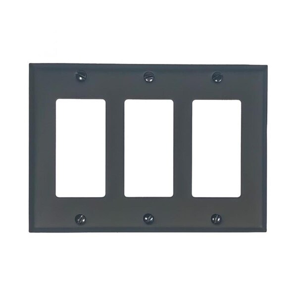 Placa de interruptor triple de falla a tierra Acorn Mfg Acorn de 3 pulgadas, color negro - AWLBP