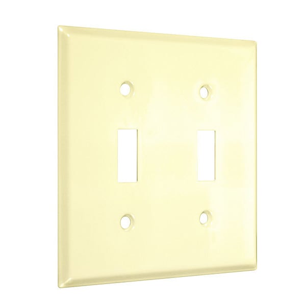 Taymac 2-Toggle Standard Wall Plates, Number of Gangs: 2 Metal, Smooth Finish, Ivory - WI-TT