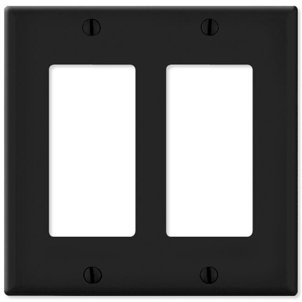 Placa de pared Decora Leviton LV80409x-LV80409E; 2 espacios; color negro