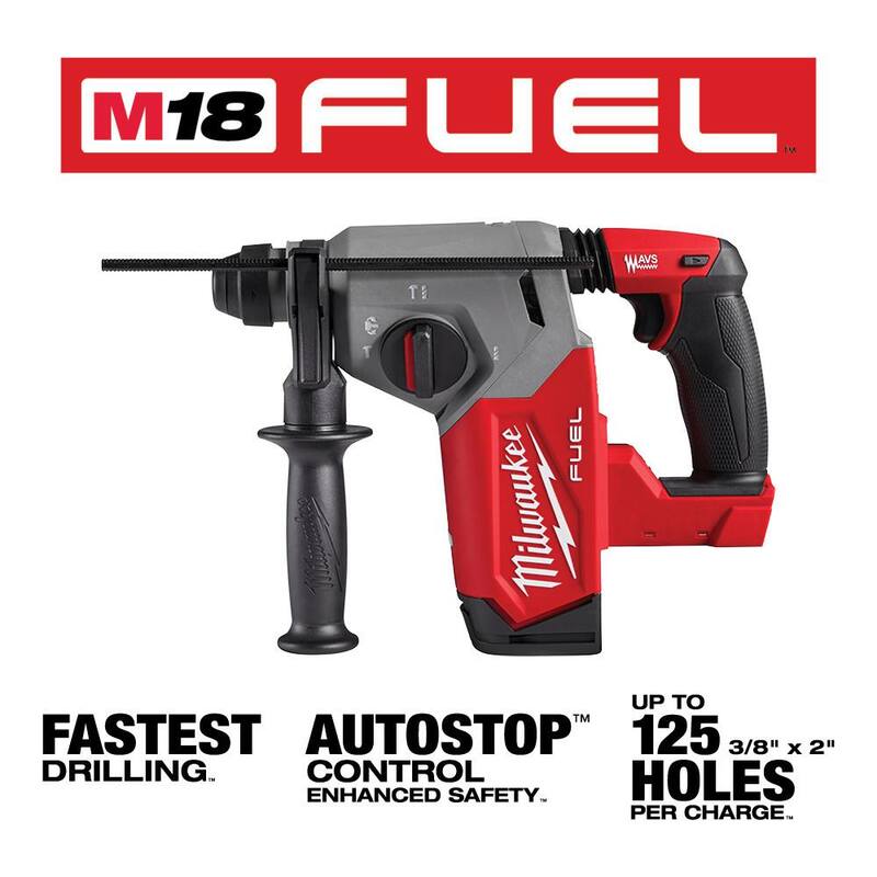Martillo rotativo inalámbrico Milwaukee M18 FUEL 18V Li-Ion sin escobillas de 1 pulgada SDS-Plus con paquete de batería M18 REDLITHIUM XC 8.0 Ah - 2912-20-48-11-1881