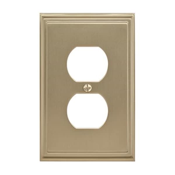 Placa de pared para 2 enchufes Mulholland de 3.18 x 4.93 pulgadas, color Golden Champagne - FI1343285