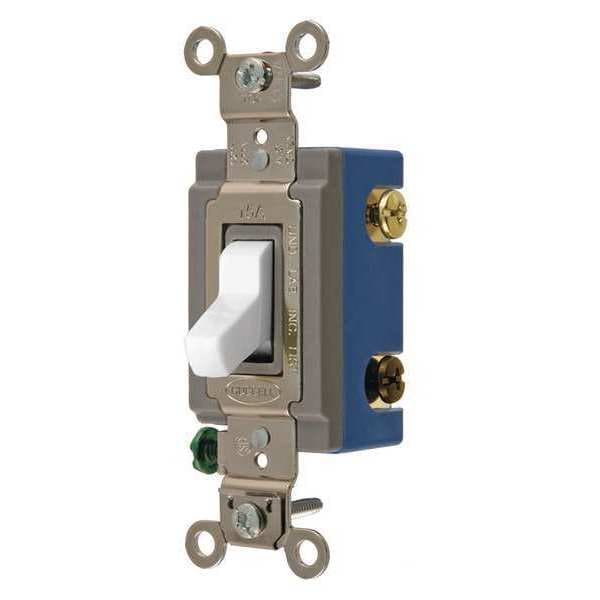 Hubbell Wiring Device-Kellems Wall Switch, White, 1/2 HP, 3-Way Switch - HBL1203W
