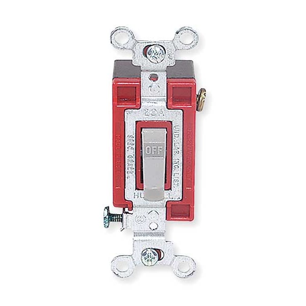 Interruptor de pared Hubbell Wiring Device-Kellems, 2 polos, 120/277V, 20A, gris, palanca