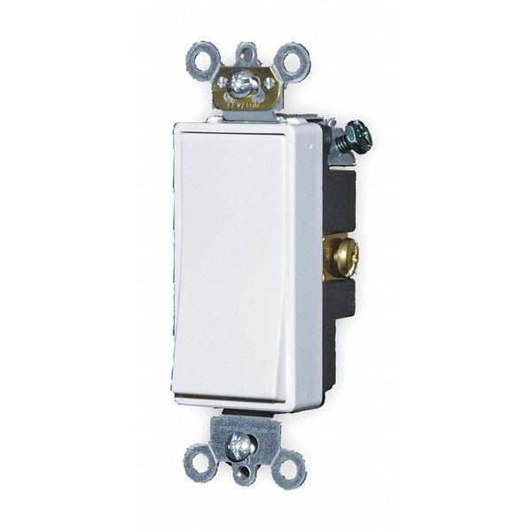 Interruptor de pared Leviton, 1 polo, 120/277V, 15A, blanco, tipo rocker - 5691-2W