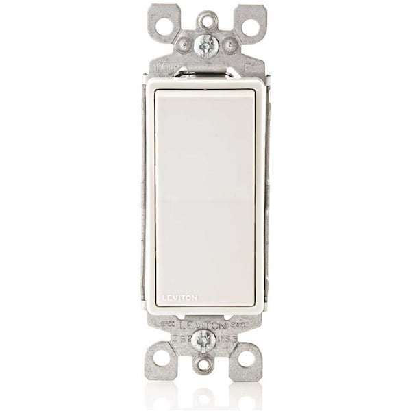 Interruptor de luz Decora de 15 amperios de un solo polo con interruptor de palanca silencioso de corriente alterna, blanco, paquete de 10 - M32-05601-2WM