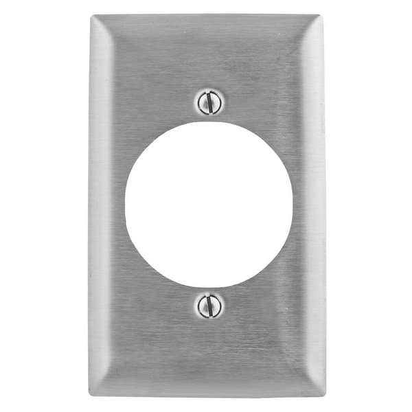 Hubbell Wiring Device-Kellems Single Receptacle Wall Plates and Box Cover, Number of Gangs: 1 Stainless Steel, Smooth Finish - SS723
